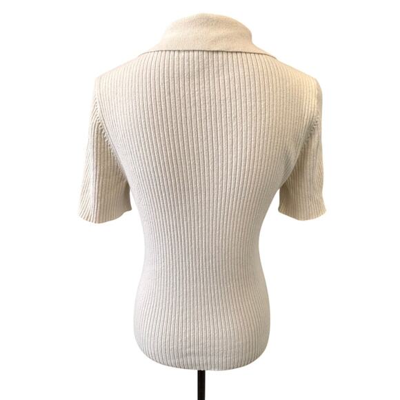 New TREASURE & BOND NORDSTROM Women's Ivory Dove Rib Polo Sweater Size M - Picture 5 of 7